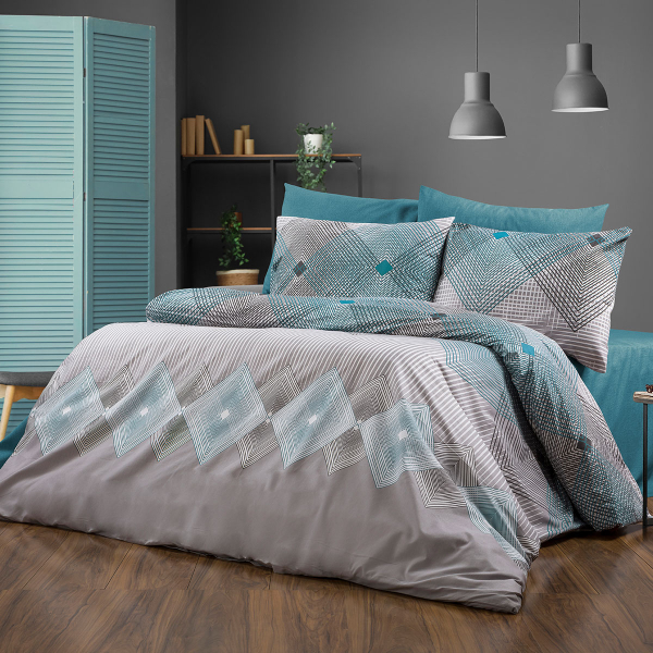 Σεντόνια Υπέρδιπλα (Σετ 240x270) Dimcol Καλλιρόη 605 Grey-Petrol