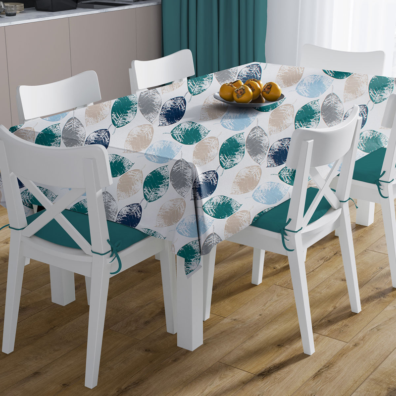 Αλέκιαστο Τραπεζομάντηλο (140x180) Dimcol Leaves 466 Petrol