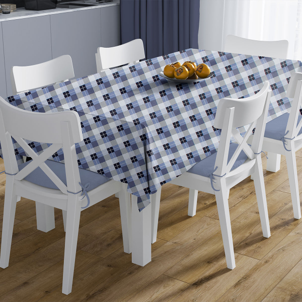 Αλέκιαστο Τραπεζομάντηλο (140x180) Dimcol Checkered 468 Blue