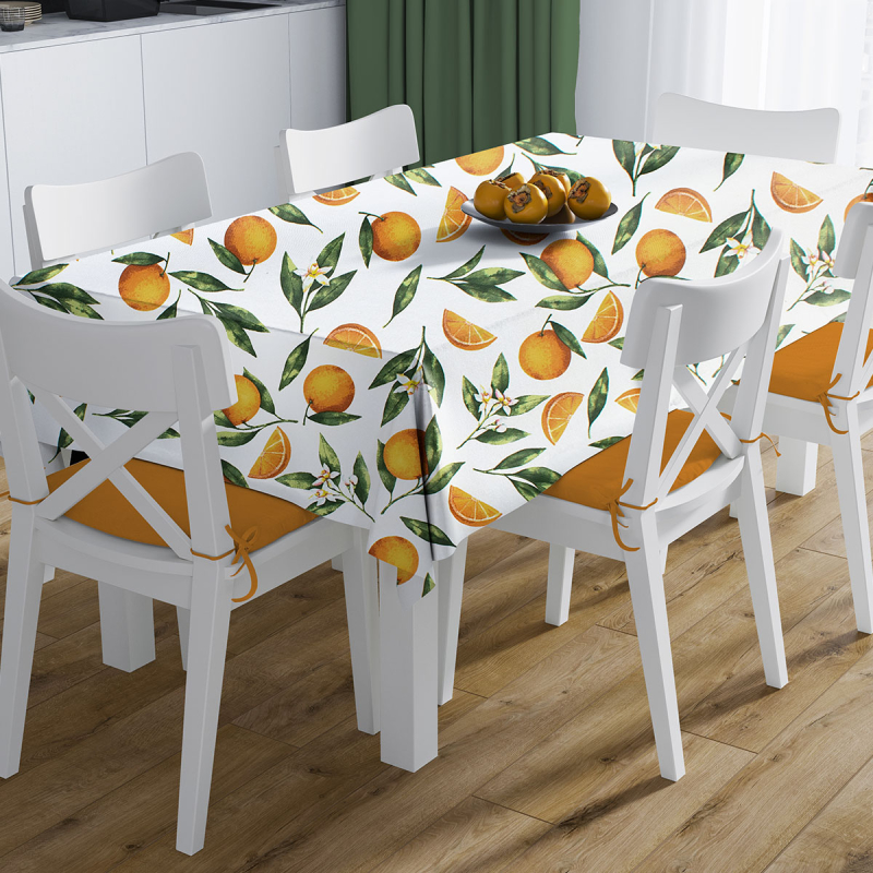 Αλέκιαστο Τραπεζομάντηλο (140x180) Dimcol Oranges 474 White-Orange