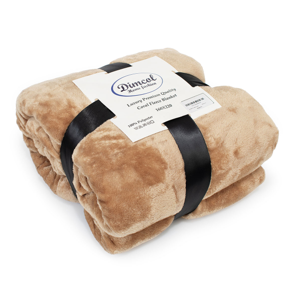 Κουβέρτα Fleece Μονή (160x220) Dimcol Solid 02 Beige
