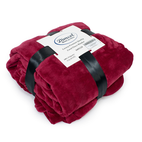 Κουβέρτα Fleece Μονή (160x220) Dimcol Solid 04 Bordeaux