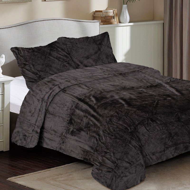 Κουβέρτα Fleece Μονή (160x220) Dimcol Solid 08 Grey-Black