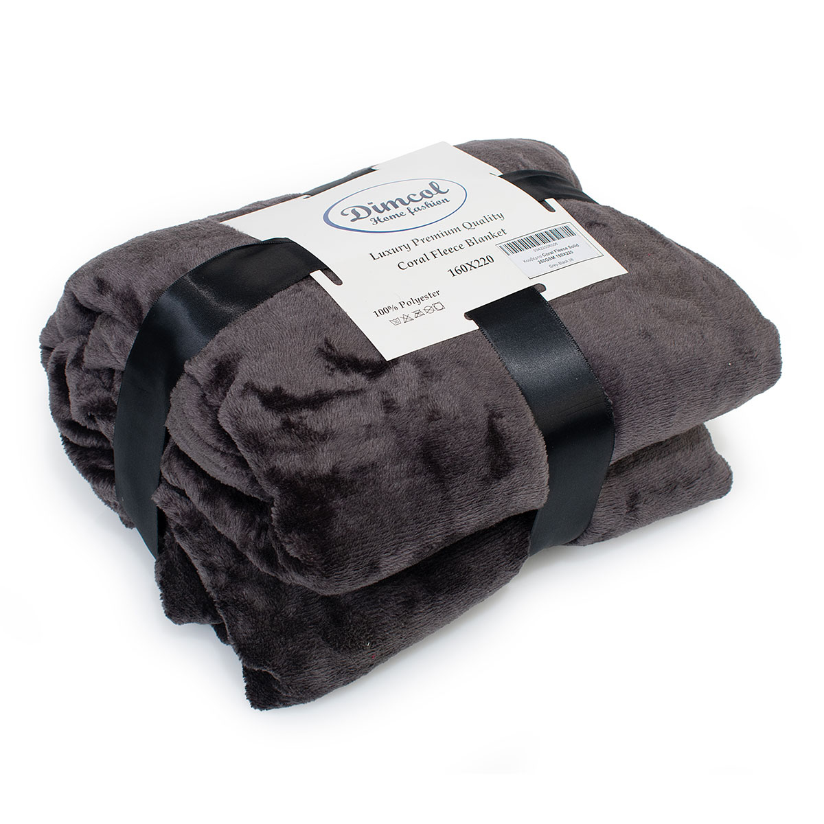 Κουβέρτα Fleece Μονή (160X220) Dimcol Solid 08 Grey-Black Home Λευκά Είδη Κρεβατοκάμαρας Κουβέρτες Μονές Spitishop