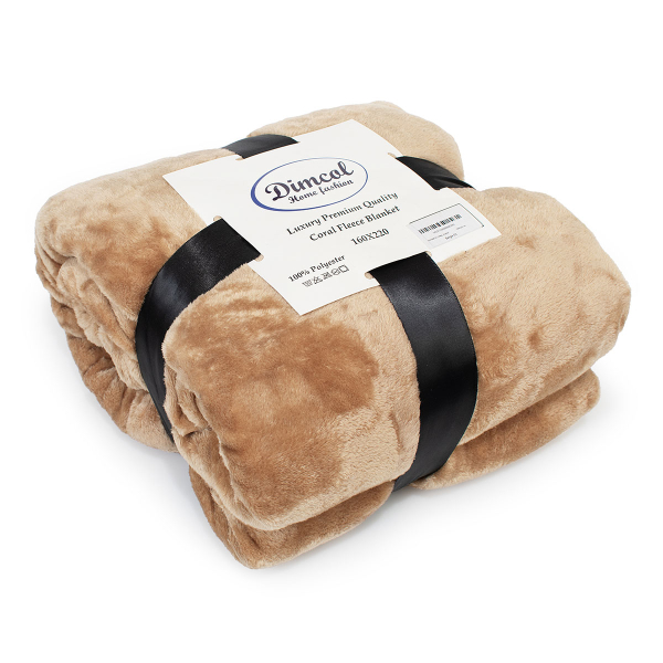 Κουβέρτα Fleece Υπέρδιπλη (220x240) Dimcol Solid 02 Beige
