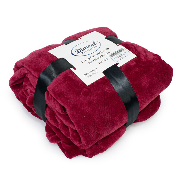 Κουβέρτα Fleece Υπέρδιπλη (220x240) Dimcol Solid 04 Bordeaux
