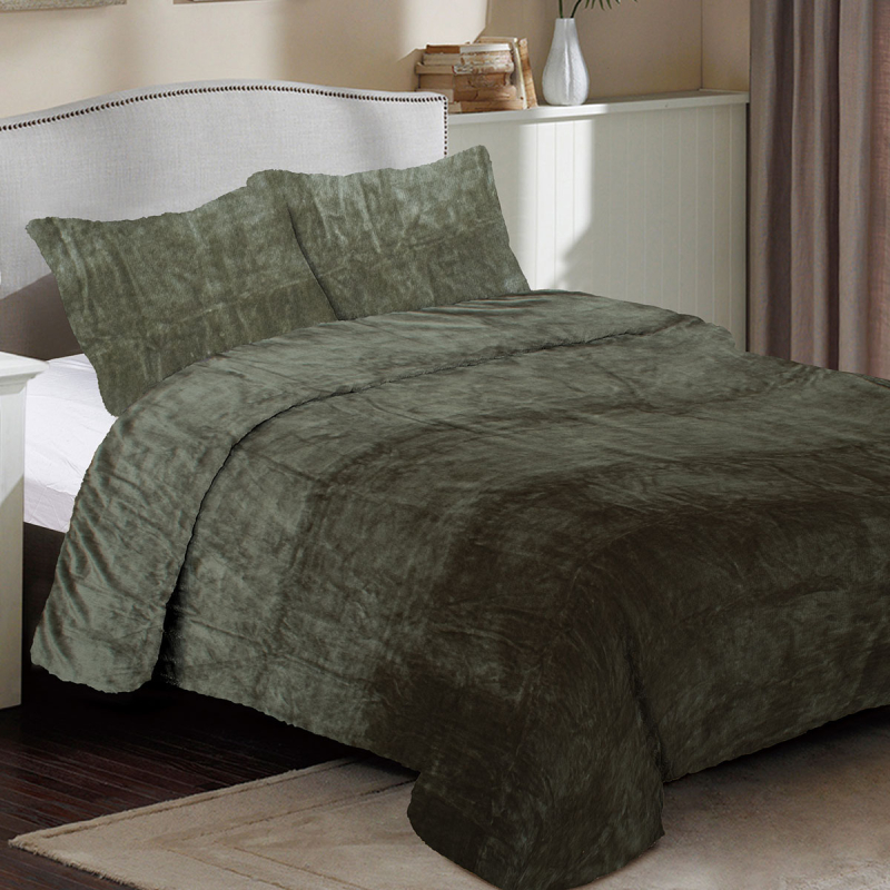 Κουβέρτα Fleece Υπέρδιπλη (220x240) Dimcol Solid 07 Olive