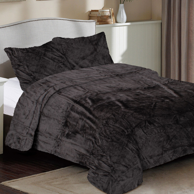 Κουβέρτα Fleece Υπέρδιπλη (220x240) Dimcol Solid 08 Grey-Black