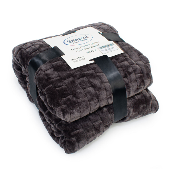Κουβέρτα Fleece Μονή (160x220) Dimcol Brick 08 Grey-Black