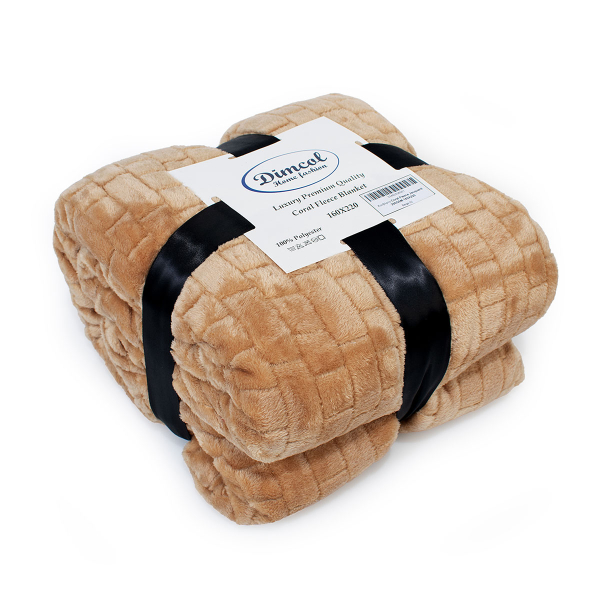 Κουβέρτα Fleece Υπέρδιπλη (220x240) Dimcol Brick 02 Beige
