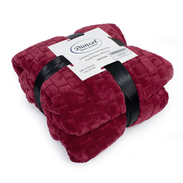 Κουβέρτα Fleece Υπέρδιπλη (220x240) Dimcol Brick 04 Bordeaux