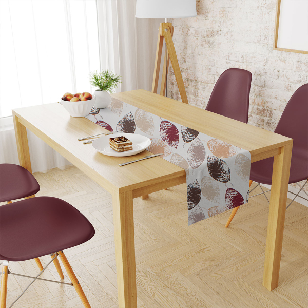 Αλέκιαστο Τραπεζομάντηλο (140x300) + Τραβέρσα (40x300) Dimcol Leaves 467 Brown