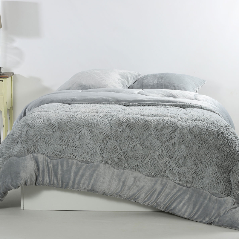 Κουβερτοπάπλωμα King Size (240x260) Silk Fashion Plush Blue Silver