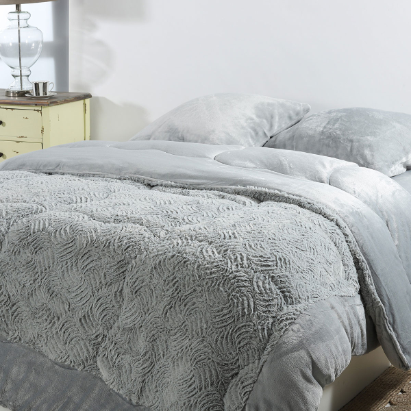 Κουβερτοπάπλωμα King Size (240x260) Silk Fashion Plush Blue Silver