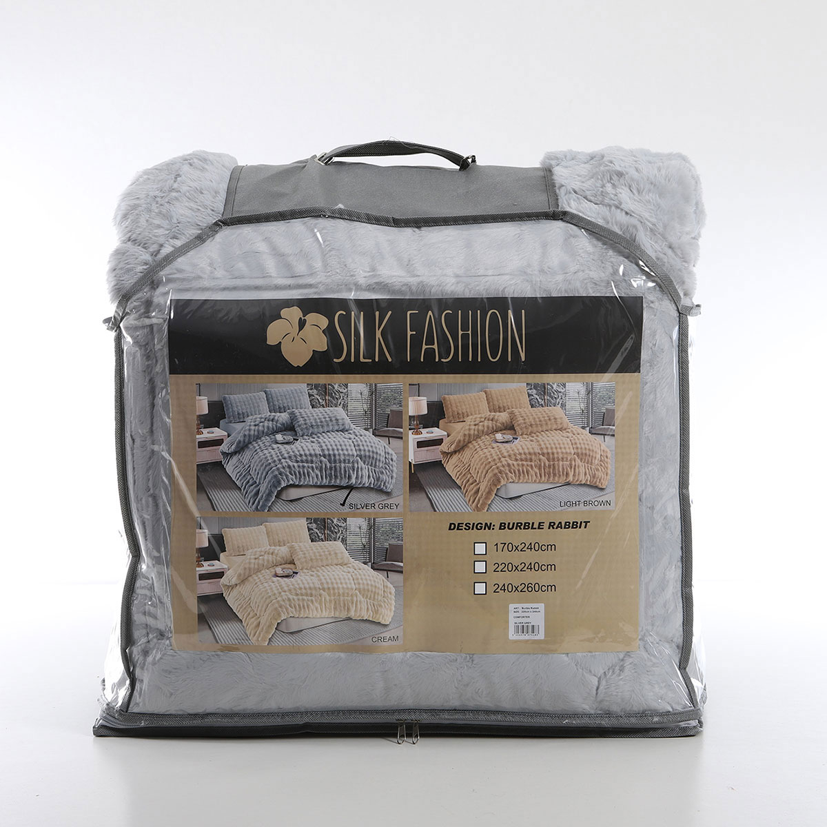 Γούνινο Κουβερτοπάπλωμα King Size (Σετ 240X260) Silk Fashion Burble Grey Home Λευκά Είδη Κρεβατοκάμαρας Παπλώματα Spitishop