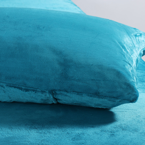 Σεντόνι Fleece Υπέρδιπλο Με Λάστιχο + Μαξιλαροθήκες (Σετ) Silk Fashion Solid Tile Blue