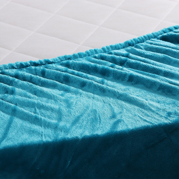 Σεντόνι Fleece Υπέρδιπλο Με Λάστιχο + Μαξιλαροθήκες (Σετ) Silk Fashion Solid Tile Blue