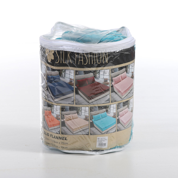 Σεντόνι Fleece Υπέρδιπλο Με Λάστιχο + Μαξιλαροθήκες (Σετ) Silk Fashion Solid Tile Blue