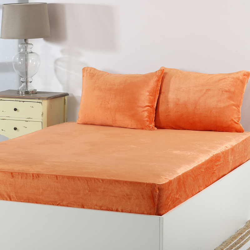 Σεντόνι Fleece Μονό Με Λάστιχο + Μαξιλαροθήκη (Σετ) Silk Fashion Solid Copper Tan