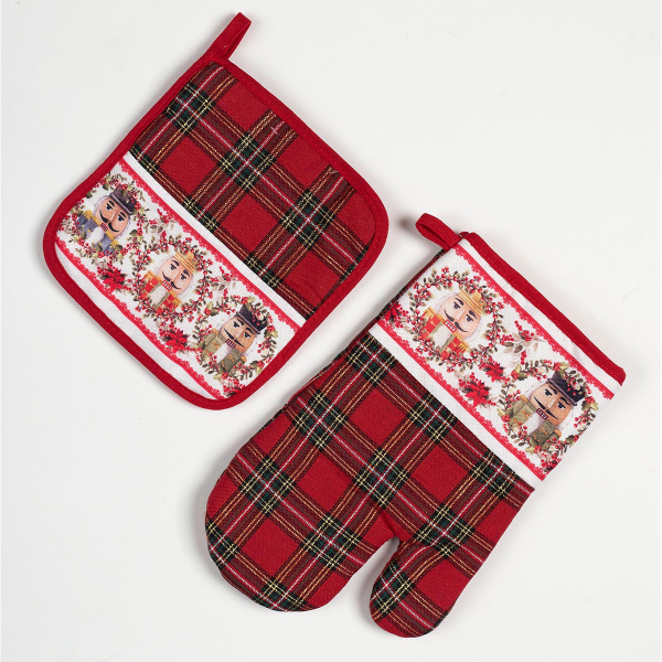 Χριστουγεννιάτικο Γάντι & Πιάστρα Κουζίνας (Σετ) Silk Fashion 7-1 Red