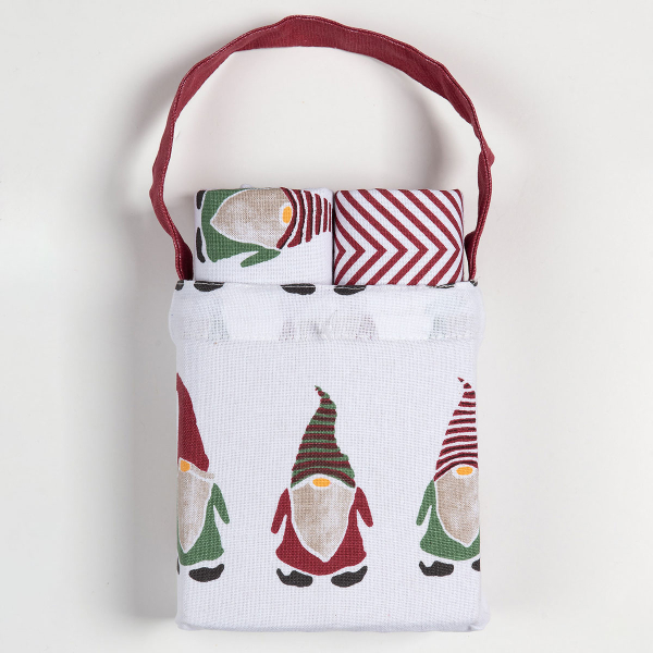 Χριστουγεννιάτικα Ποτηρόπανα Δώρου (Σετ 2τμχ) Silk Fashion BS72111