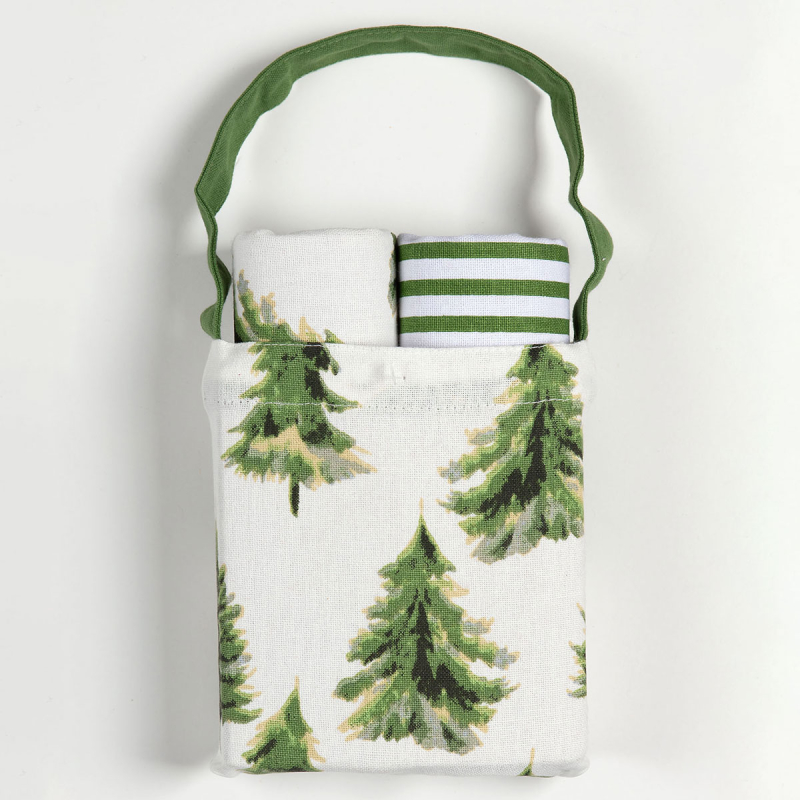 Χριστουγεννιάτικα Ποτηρόπανα Δώρου (Σετ 2τμχ) Silk Fashion BS72117