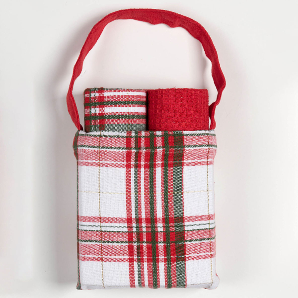 Χριστουγεννιάτικα Ποτηρόπανα Δώρου (Σετ 2τμχ) Silk Fashion BS72115