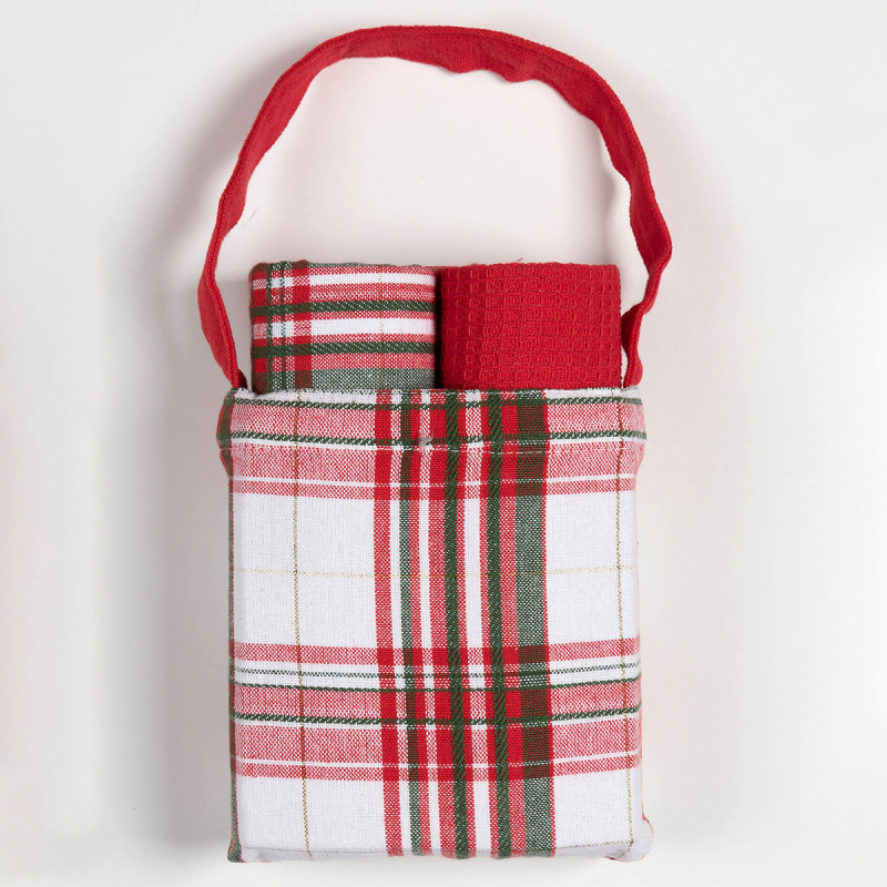 Χριστουγεννιάτικα Ποτηρόπανα Δώρου (Σετ 2τμχ) Silk Fashion BS72115