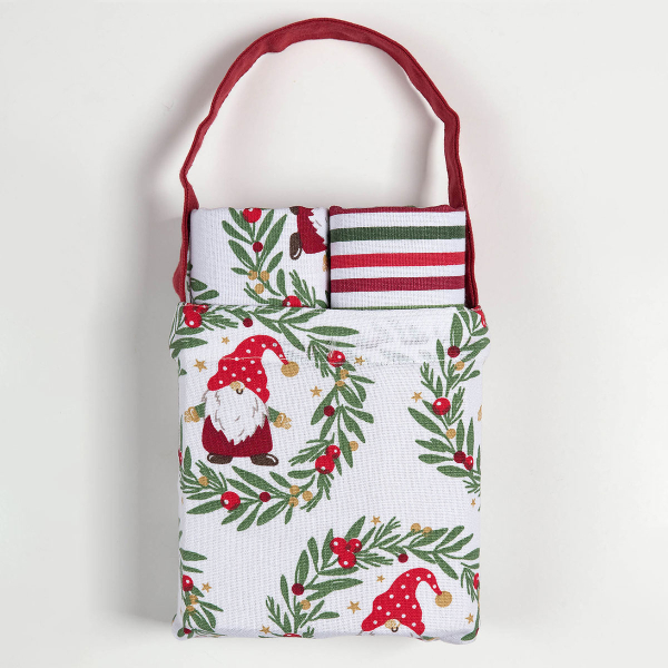 Χριστουγεννιάτικα Ποτηρόπανα Δώρου (Σετ 2τμχ) Silk Fashion BS72116