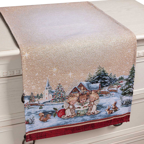 Χριστουγεννιάτικη Τραβέρσα (47x140) Silk Fashion Angels