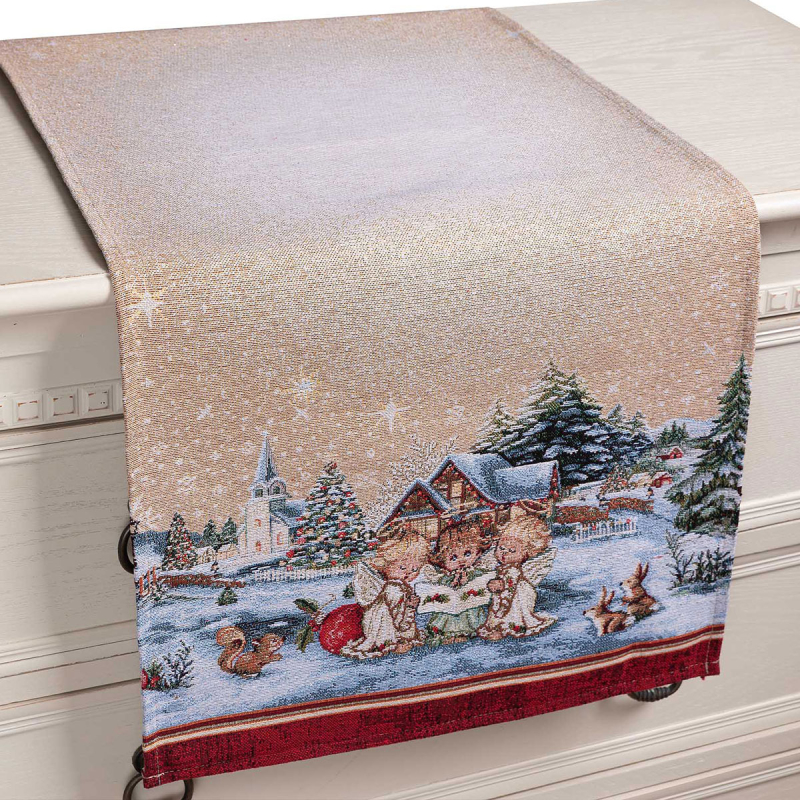 Χριστουγεννιάτικη Τραβέρσα (47x140) Silk Fashion Angels