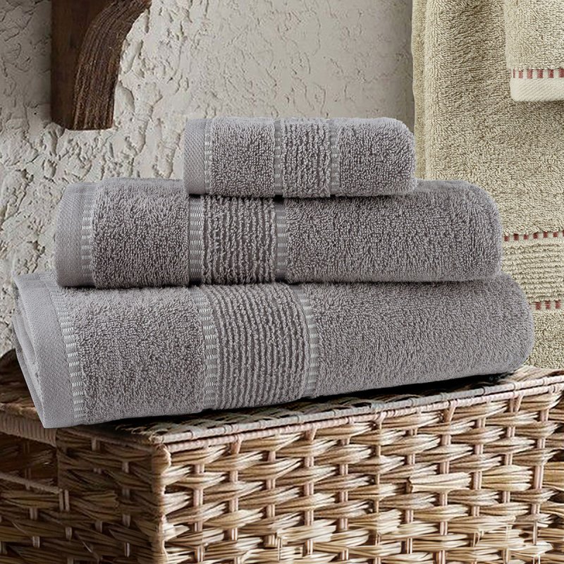 Πετσέτες Μπάνιου (Σετ 3τμχ) Nima Pivot Grey 450gsm