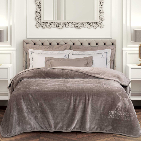 Κουβέρτα Βελουτέ Υπέρδιπλη (220x240) Greenwich Polo Club Essential 3497 Taupe