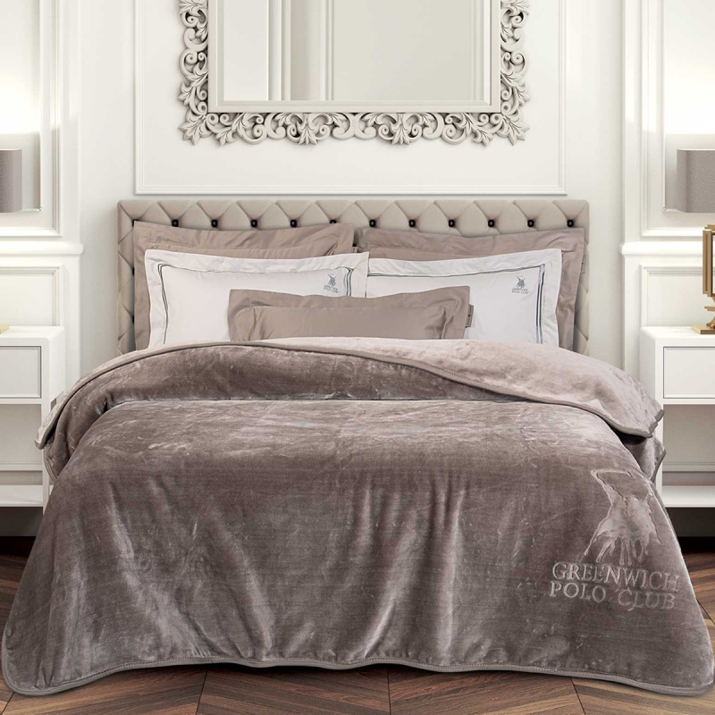 Κουβέρτα Βελουτέ Υπέρδιπλη (220x240) Greenwich Polo Club Essential 3497 Taupe