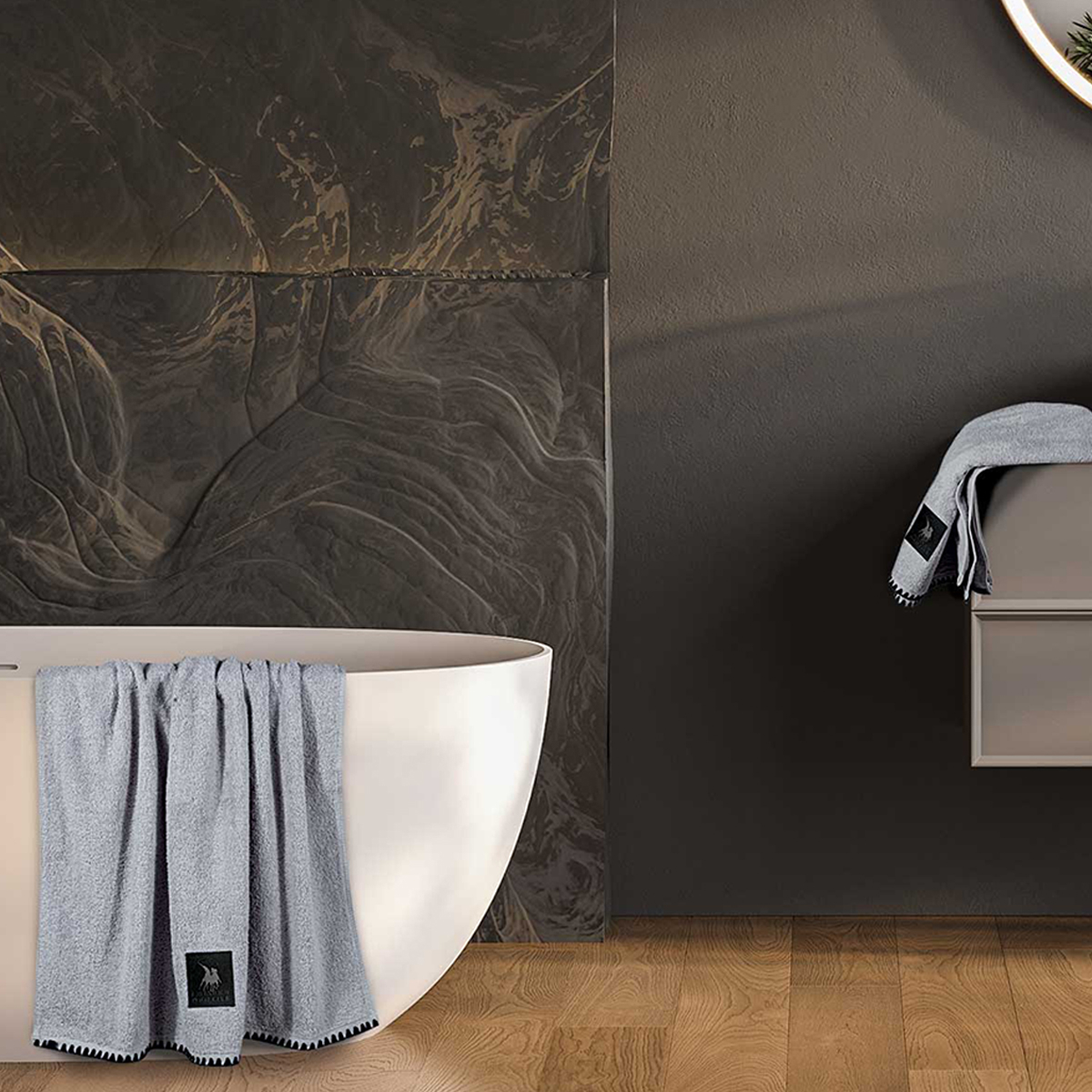 Πετσέτες Μπάνιου (Σετ 3Τμχ) Greenwich Polo Club Essential 4110 Grey 500Gsm Home Λευκά Είδη Spitishop