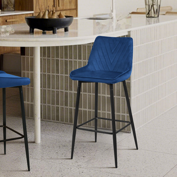 Σκαμπό Μπαρ Με Πλάτη (50.5x46x94) Spitishop Elio Blue