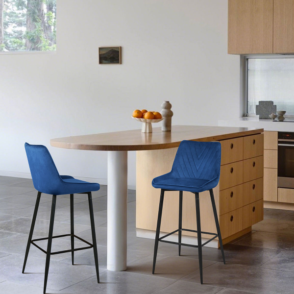 Σκαμπό Μπαρ Με Πλάτη (50.5x46x94) Spitishop Elio Blue