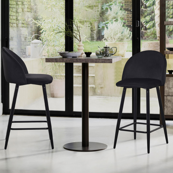 Σκαμπό Μπαρ Με Πλάτη (43.5x48.5x81) Spitishop Oliver Black