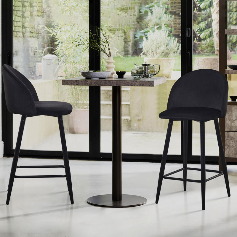 Σκαμπό Μπαρ Με Πλάτη (43.5x48.5x81) Spitishop Oliver Black