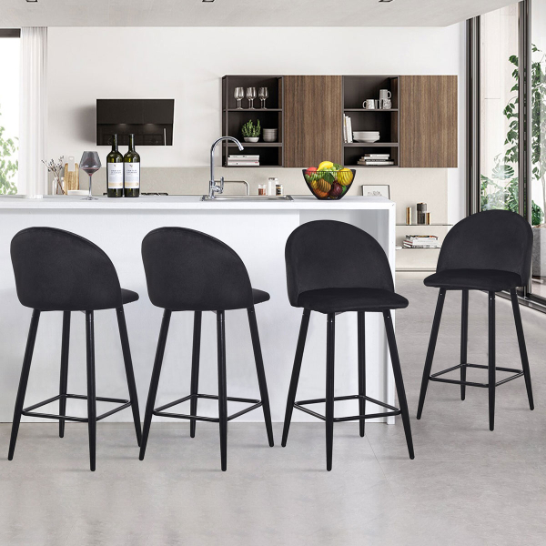 Σκαμπό Μπαρ Με Πλάτη (43.5x48.5x81) Spitishop Oliver Black