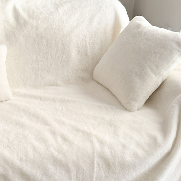 Ριχτάρι Καναπέ Τριθέσιου Γούνινο (180x280) Pol Rugs & Mats Rabbit Cream