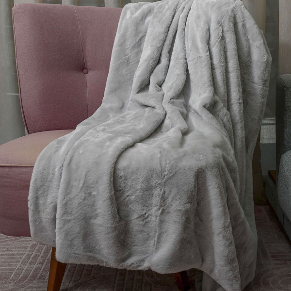 Ριχτάρι Καναπέ Τριθέσιου Γούνινο (180x280) Pol Rugs & Mats Rabbit Silver