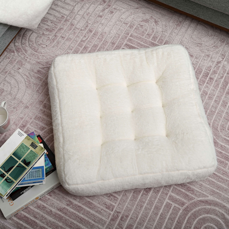 Γούνινη Μαξιλάρα Δαπέδου (50x50x12) Pol Rugs & Mats Rabbit Cream