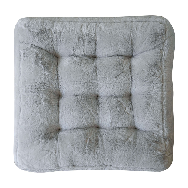 Γούνινη Μαξιλάρα Δαπέδου (50x50x12) Pol Rugs & Mats Rabbit Silver