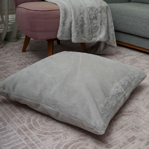 Διακοσμητικό Μαξιλάρι Γούνινο (70x70) Pol Rugs & Mats Rabbit Silver