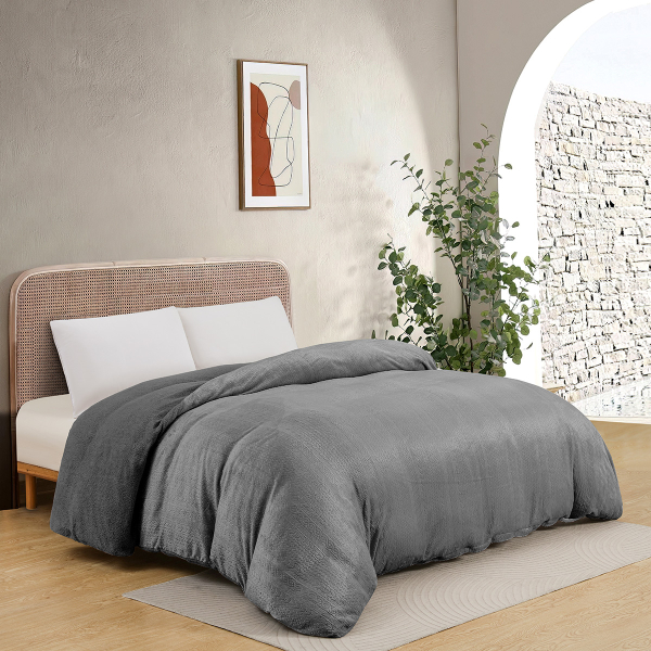 Παπλωματοθήκη Fleece Μονή (165x225) Melinen Shelby Anthracite