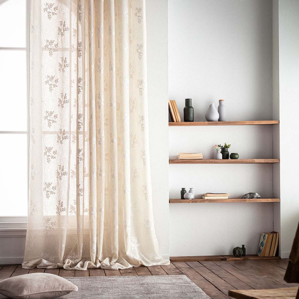 Κουρτίνα (140x280) Με Τρέσα Gofis Home Leaf Beige AW26 532/06