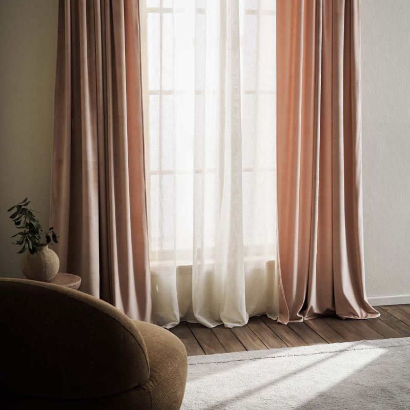 Κουρτίνα Βελουτέ (140x280) Με Τρέσα Gofis Home Winter Salmon Dawn 711/17