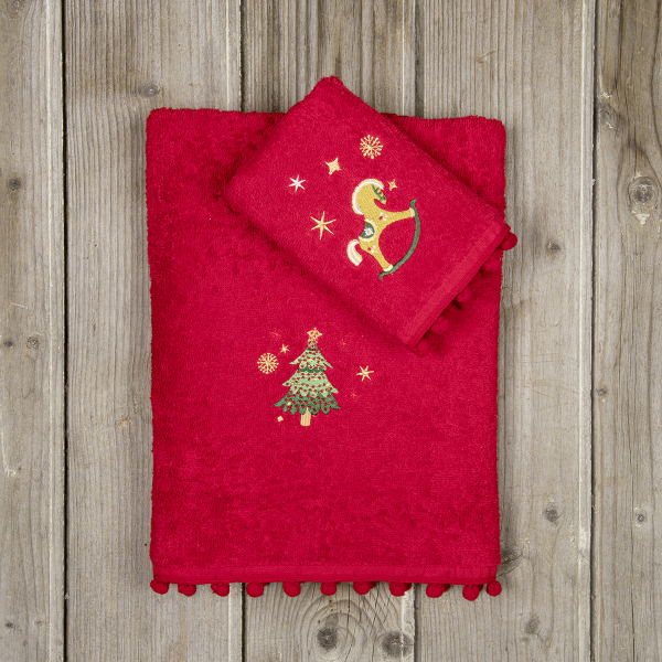 Χριστουγεννιάτικες Πετσέτες (Σετ 2τμχ) Nima Happy Christmas 400gsm