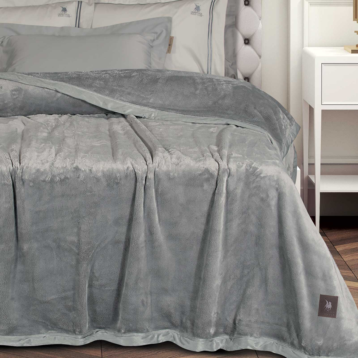 Κουβέρτα Βελουτέ King Size (240X250) Greenwich Polo Club Essential 3971 Grey Home Λευκά Είδη Κρεβατοκάμαρας Κουβέρτες Υπέρδιπλες Spitishop